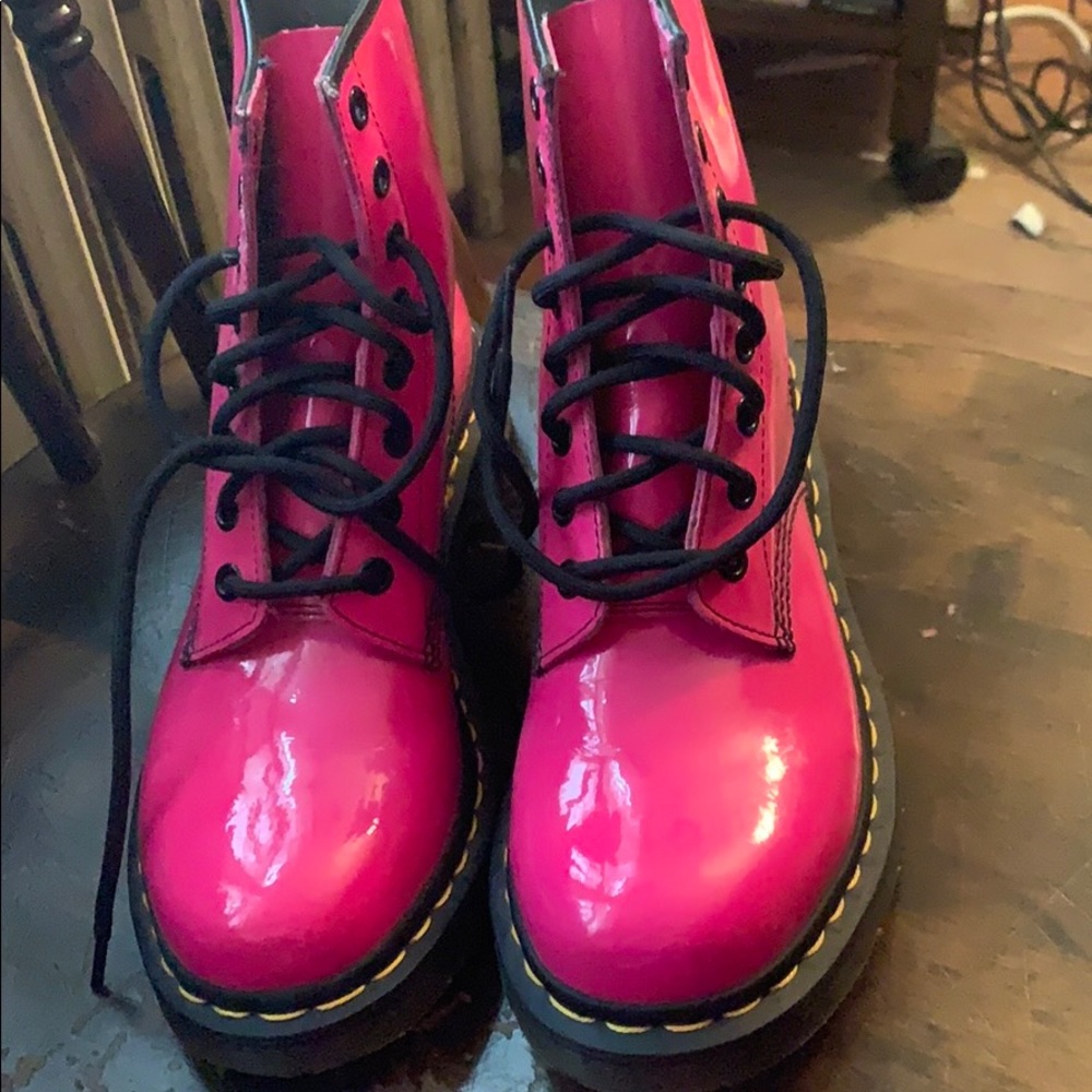 COPY - Hot pink dr. martens patent ankle boots